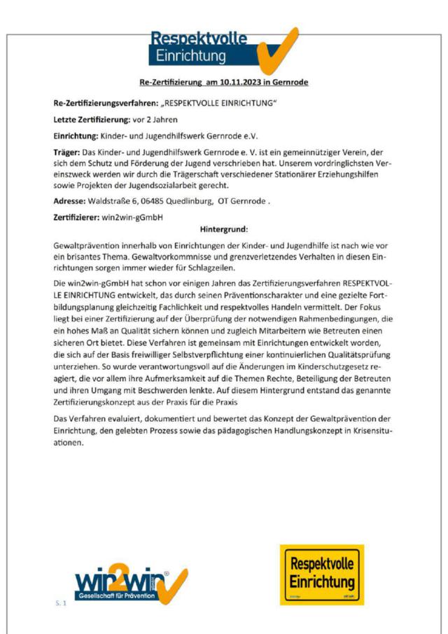 WinToWin-Zertifizierung